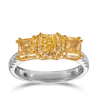 Vault® 3.29 Carat Yellow Diamond and 0.14 Carat White Diamond Trilogy Ring in 18ct White Gold