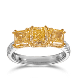 Vault® 3.29 Carat Yellow Diamond and 0.14 Carat White Diamond Trilogy Ring in 18ct White Gold