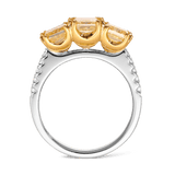 Vault® 3.29 Carat Yellow Diamond and 0.14 Carat White Diamond Trilogy Ring in 18ct White Gold
