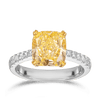Vault® 3.31 Carat Fancy Yellow Diamond and 0.24 Carat Round Brilliant Cut Diamond Ring in 18ct White Gold