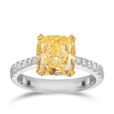 Vault® 3.31 Carat Fancy Yellow Diamond and 0.24 Carat Round Brilliant Cut Diamond Ring in 18ct White Gold