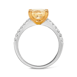 Vault® 3.31 Carat Fancy Yellow Diamond and 0.24 Carat Round Brilliant Cut Diamond Ring in 18ct White Gold
