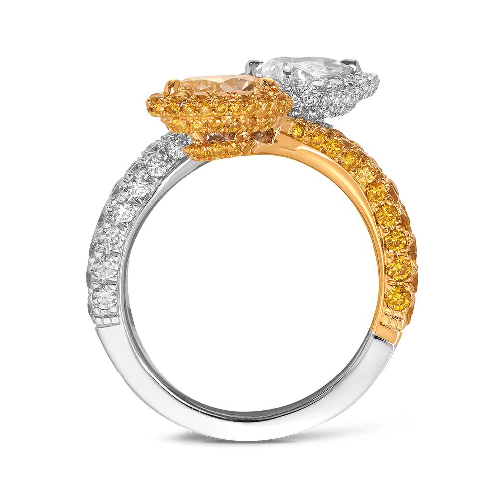 Vault 3.64 Carat Pear Cut Yellow and White Diamond Ring Hardy Brothers