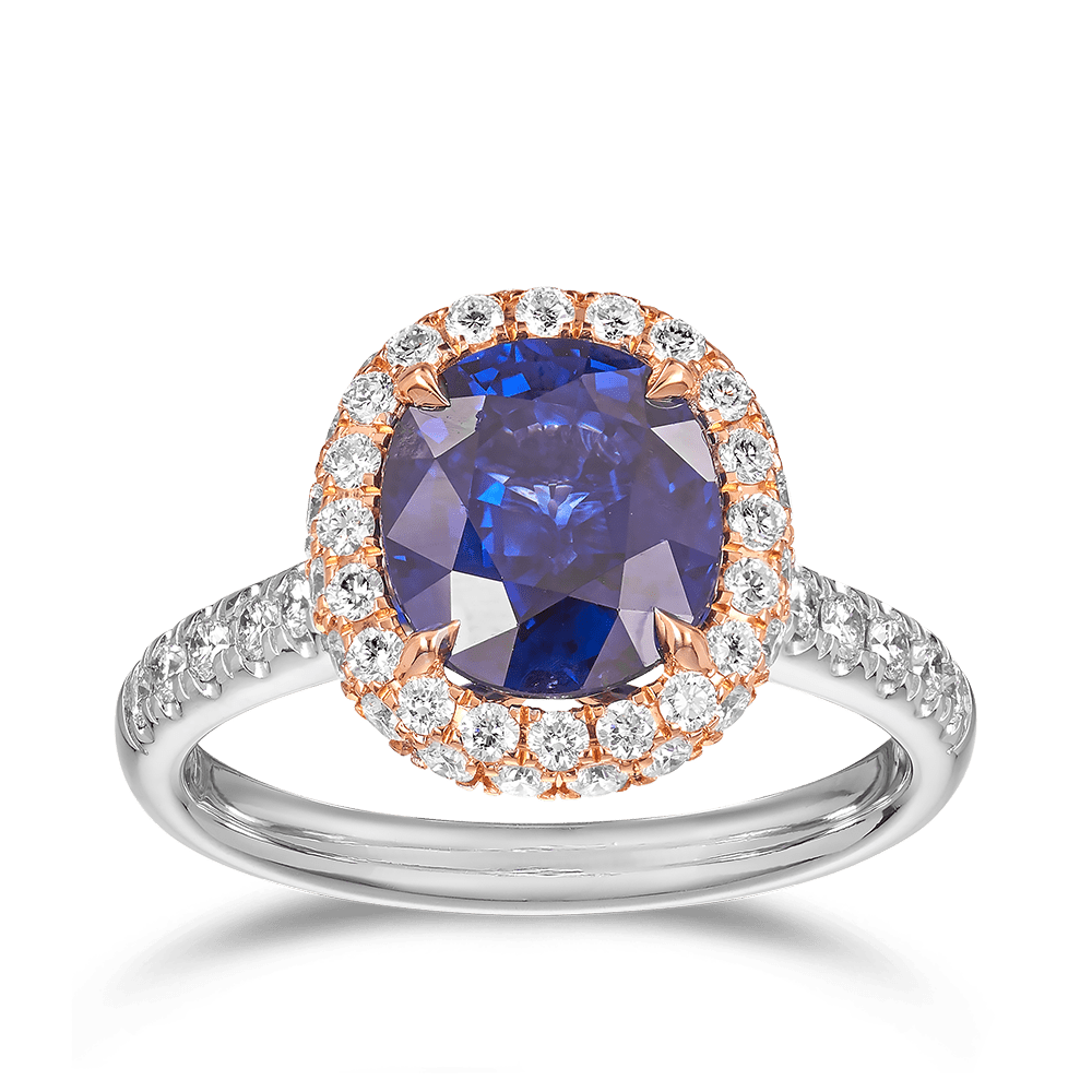 VAULT® 3.17 Carat Ceylon Sapphire and 0.78 Carat Diamond Ring in 18ct Rose and White Gold