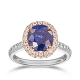 VAULT® 3.17 Carat Ceylon Sapphire and 0.78 Carat Diamond Ring in 18ct Rose and White Gold