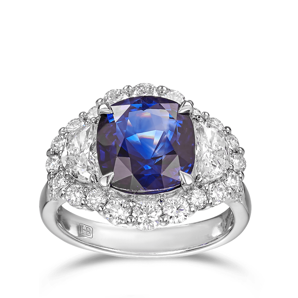 Vault® 4.69 Carat Madagascan Royal Blue Sapphire and 1.58 Carat Diamond Ring in 18ct White Gold