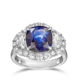 Vault® 4.69 Carat Madagascan Royal Blue Sapphire and 1.58 Carat Diamond Ring in 18ct White Gold