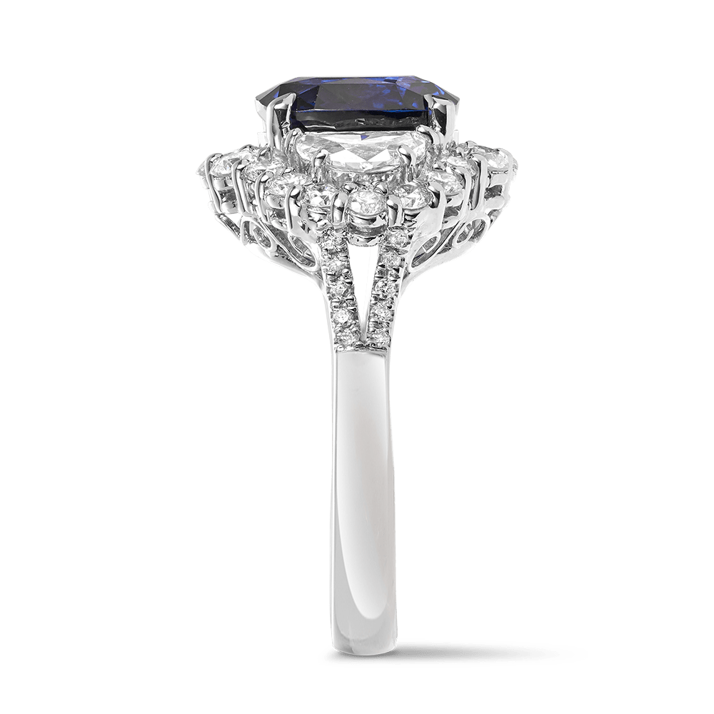 Vault® 4.69 Carat Madagascan Royal Blue Sapphire and 1.58 Carat Diamond Ring in 18ct White Gold