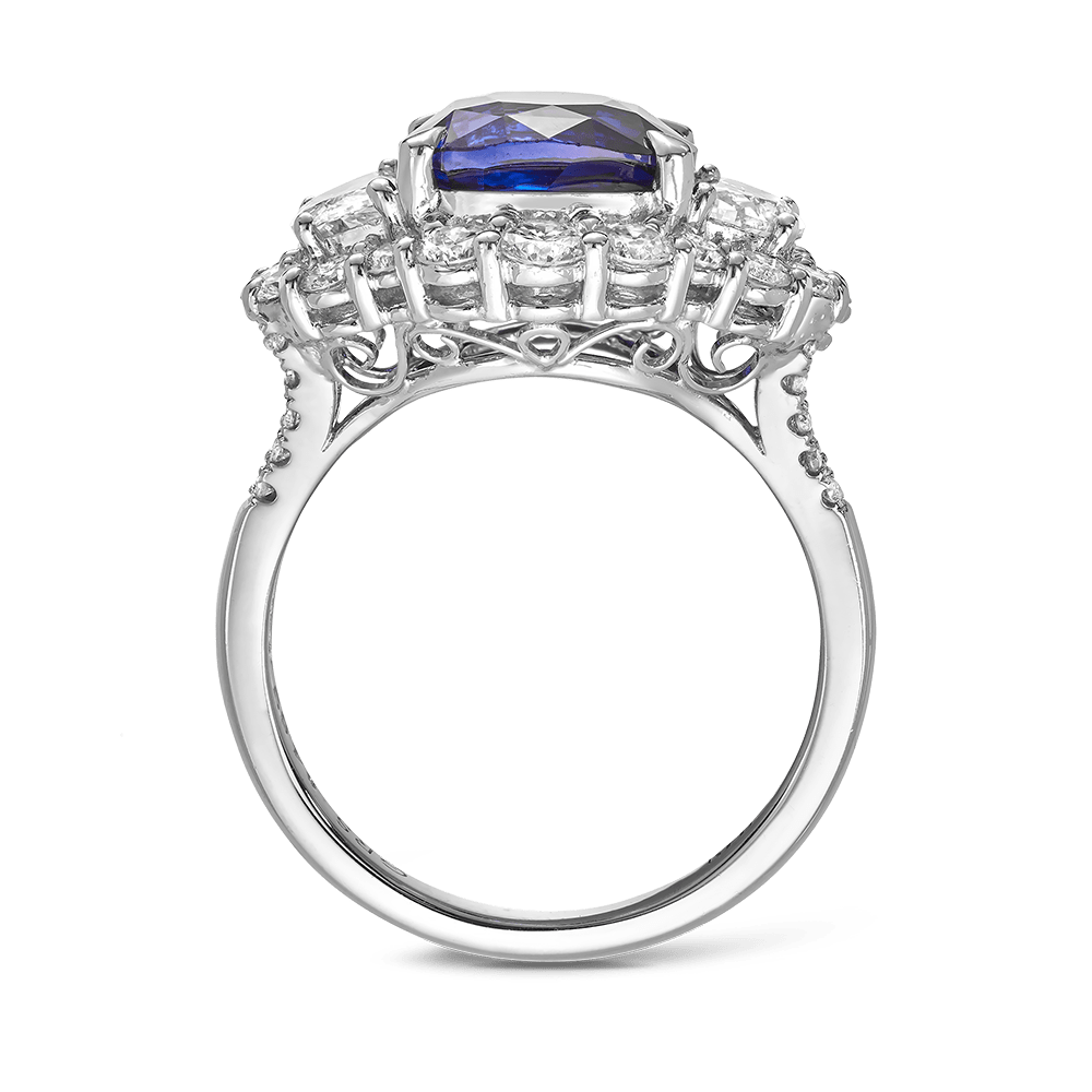 Vault® 4.69 Carat Madagascan Royal Blue Sapphire and 1.58 Carat Diamond Ring in 18ct White Gold