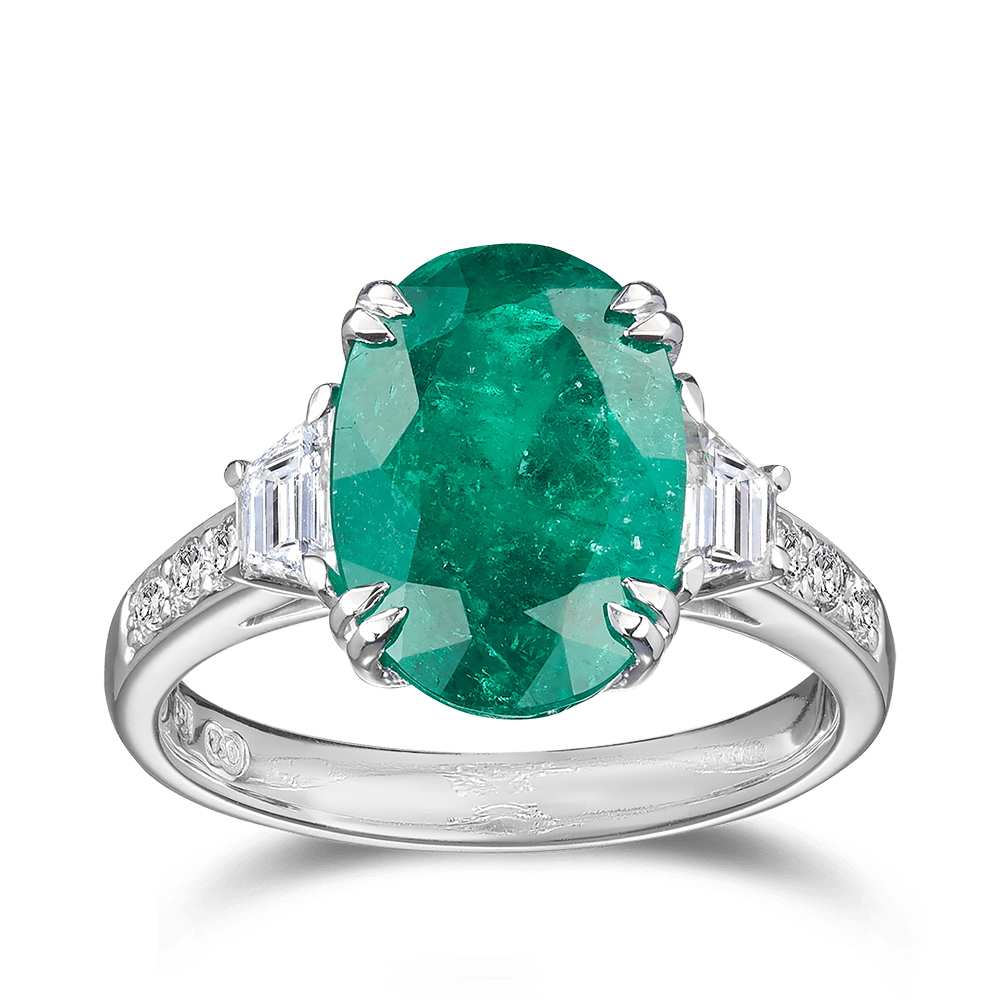Green emerald diamond ring on sale