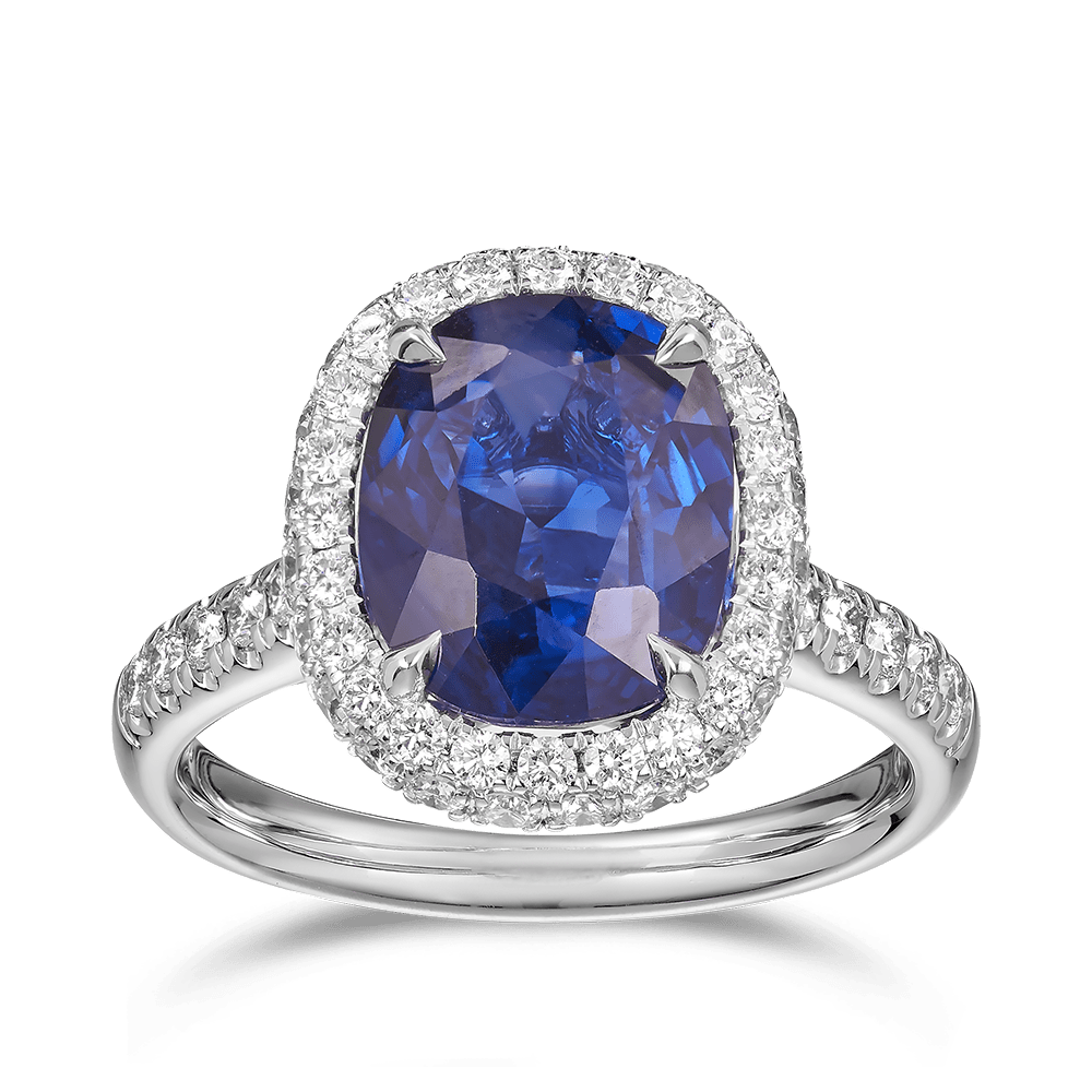VAULT® 5.29 Carat Madagascan Sapphire and 0.94 Carat Diamond Ring in 18ct White Gold