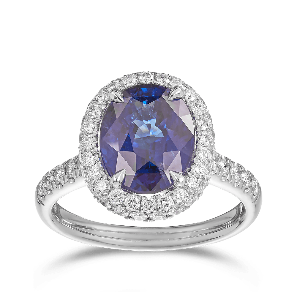 VAULT® 4.98 Carat Ceylon Sapphire and 0.90 Carat Diamond Ring in 18ct White Gold