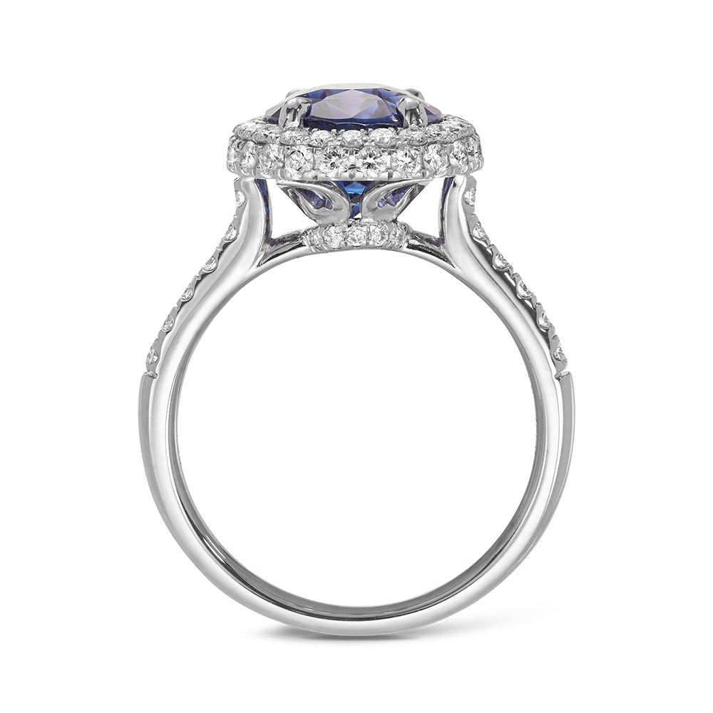 5.88 Carat Ceylon Sapphire and Diamond Ring in 18ct White Gold Hardy Brothers