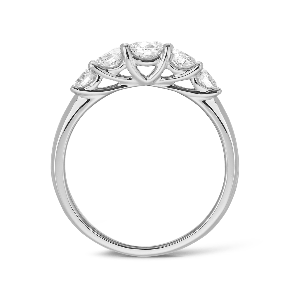 5-Stone 1.00 Carat Diamond Engagement Ring in 18ct White Gold Hardy Brothers