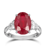 VAULT® 7.03 CARAT Burmese Ruby and 1.00 Carat Heart Cut Diamond Ring in 18ct White Gold