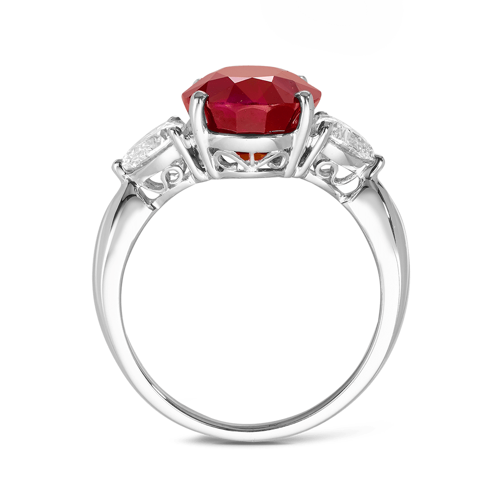 8.03ct Burmese Ruby and Heart Cut Diamond Vault Ring Hardy Brothers Jewellers