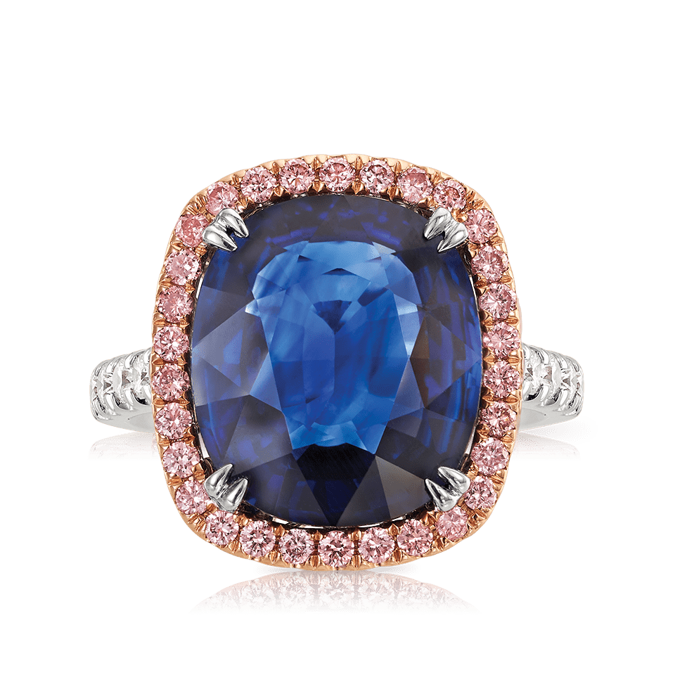 Vault® 9.50 Carat Madagascar Sapphire and 0.97 Carat Diamond Ring in 18ct White and Rose Gold