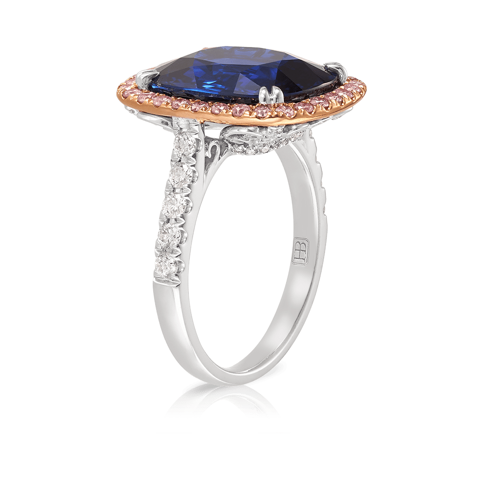 Vault 9.50 Carat Madagascar Sapphire and Pink Diamond Ring Hardy Brothers