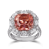 9.82 Carat Peach Tourmaline and Diamond Ring in 18ct White Gold Hardy Brothers 