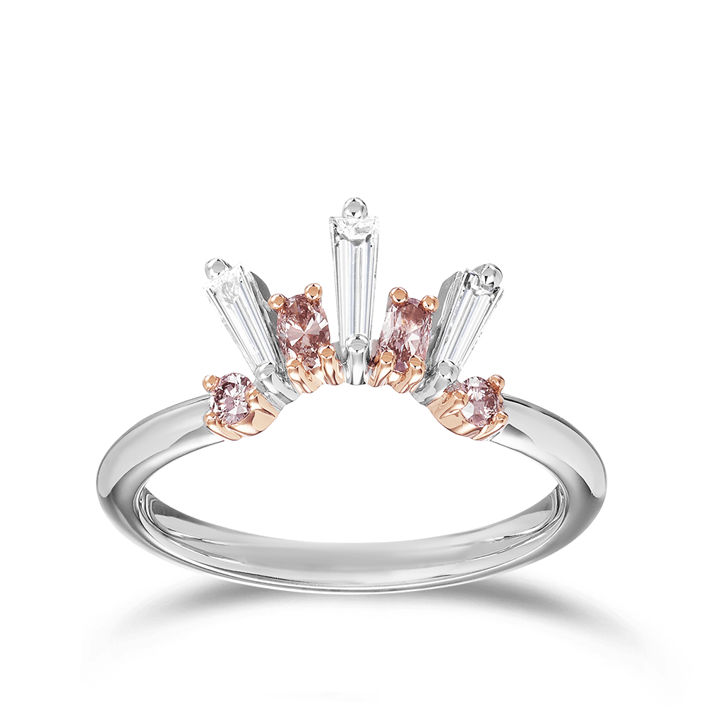Pink Rose Argyle and Tapered Baguette Cut Diamond Band