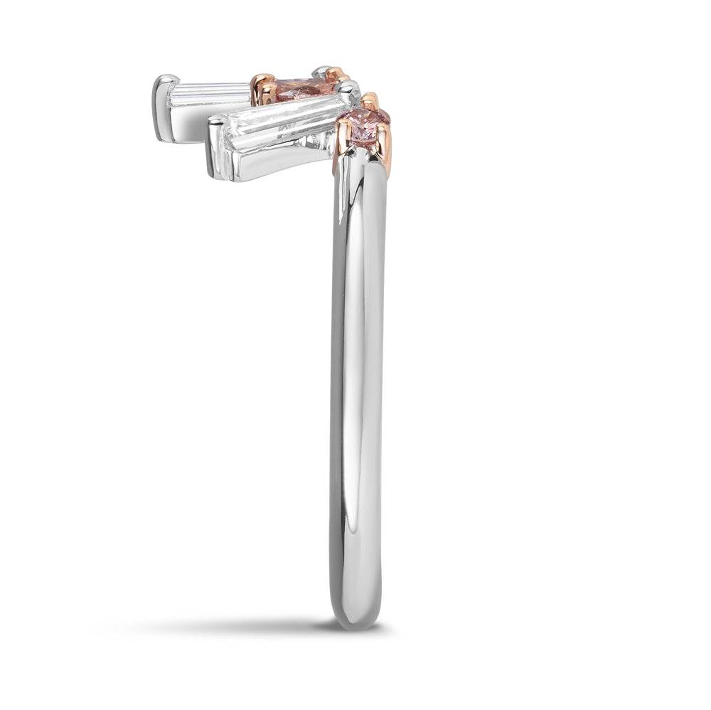 Pink Rose Argyle and Tapered Baguette Cut Diamond Band