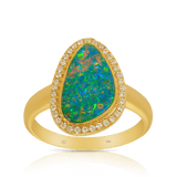 Australian Opal Ring with Diamonds in 18ct Yellow Gold