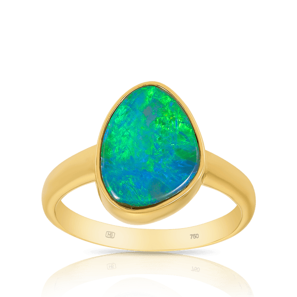 Australian Opal Ring in 18ct Yellow Gold Hardy Brothers Jewellers