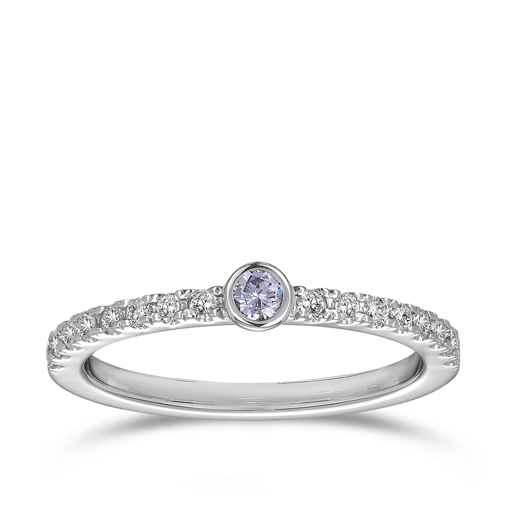 Argyle Blue Round Brilliant Diamond Ring in 18ct White Gold