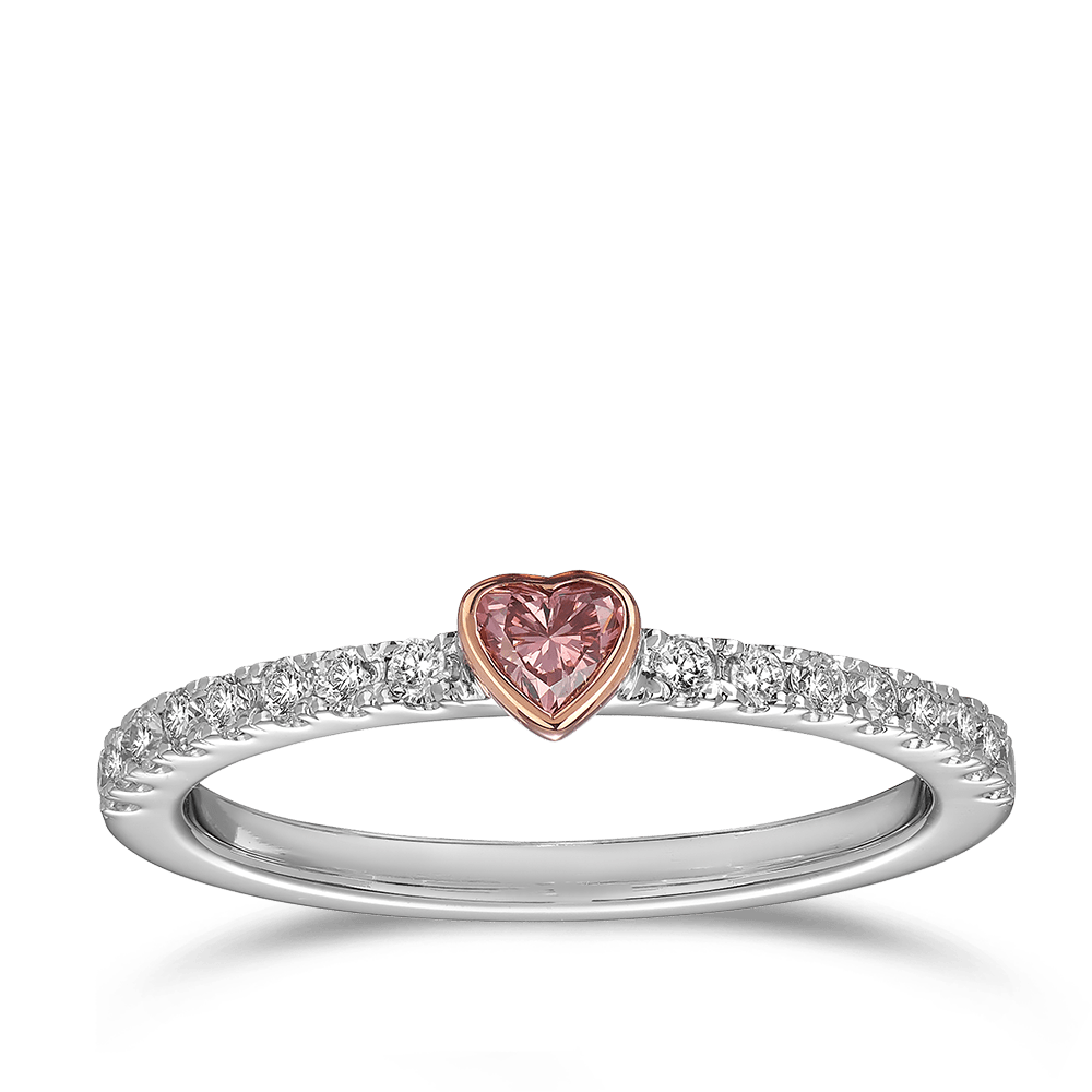 Kimberley Heart Argyle Pink Diamond Ring in 18ct White and Rose Gold