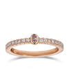 Kimberley Oval Argyle Pink Diamond Stacker Ring in 18ct Rose Gold — A bezel-set 0.07 carat oval-cut pink natural diamond from the Argyle mine sits at the centre, surrounded by natural round brilliant diamonds of G colour and VS1 clarity. The 18ct rose gold setting offers a warm, complementary finish.