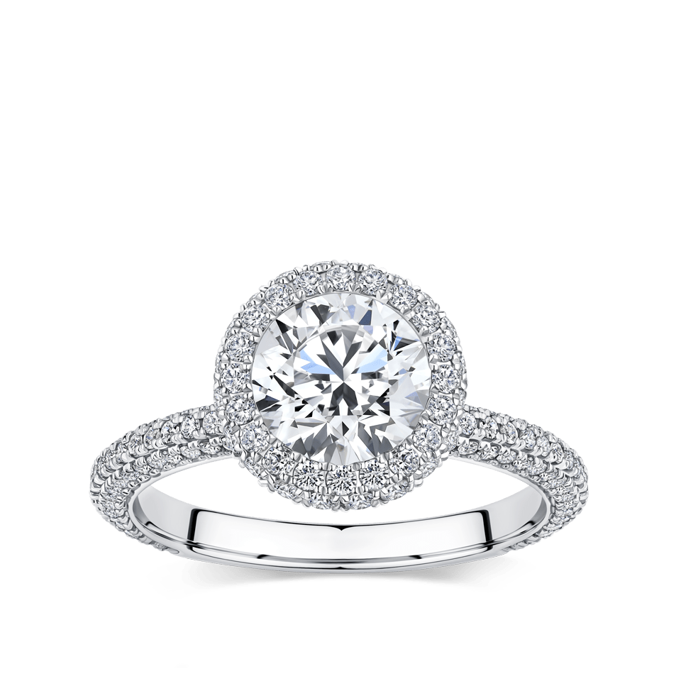 Raffiné 1.50 Carat Halo Engagement Ring in 18ct White Gold Hardy Brothers