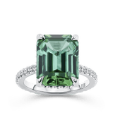 6.54 Carat Mint Tourmaline and 0.48 Carat Diamond Ring in 18ct White Gold