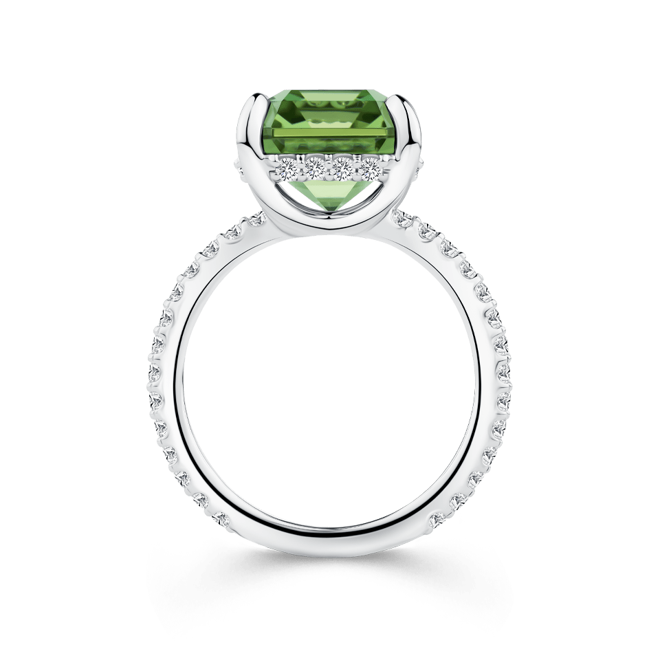 6.54 Carat Mint Tourmaline and 0.48 Carat Diamond Ring in 18ct White Gold
