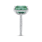 6.54 Carat Mint Tourmaline and 0.48 Carat Diamond Ring in 18ct White Gold