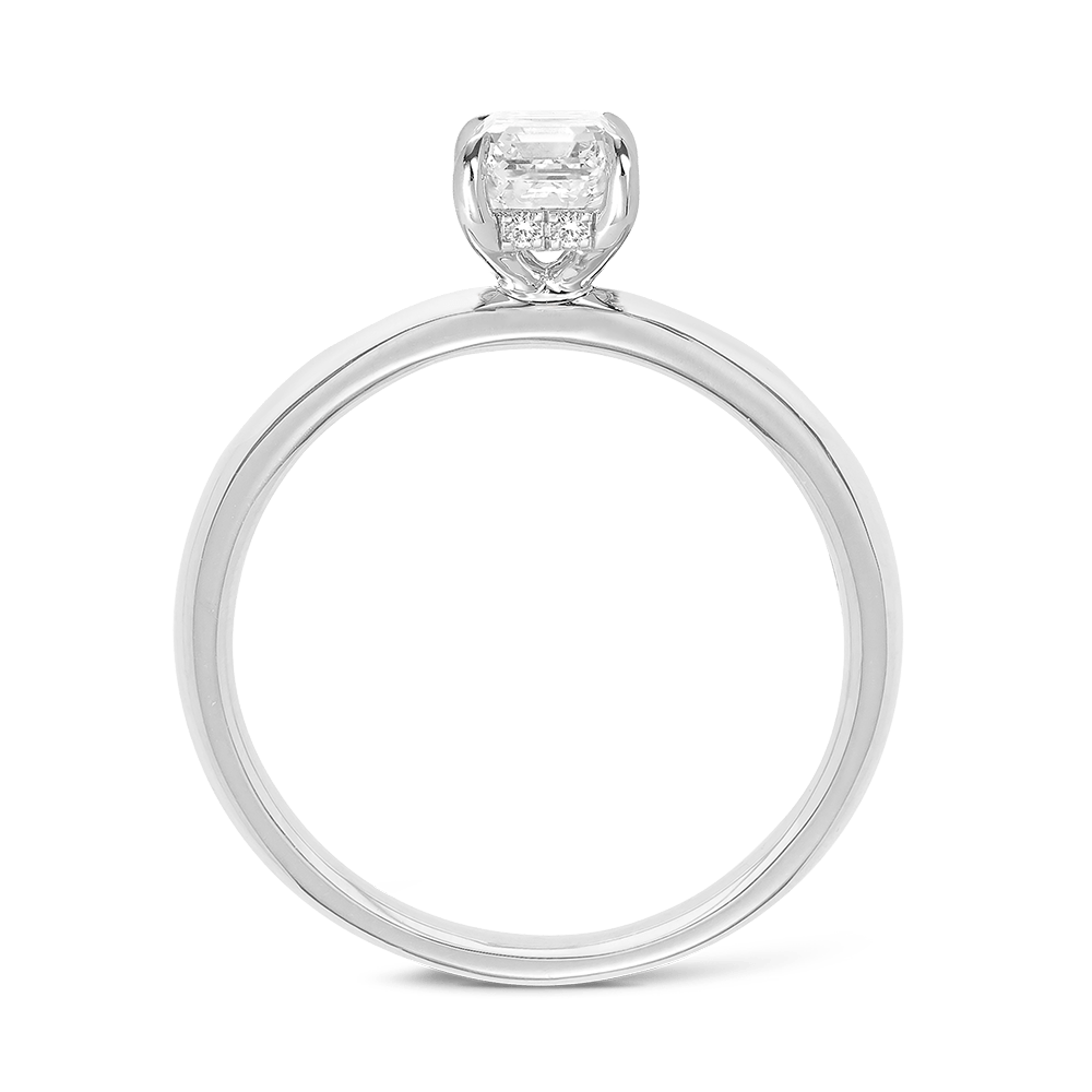 Raffiné 1.00 Carat Emerald Cut Diamond Solitaire Engagement Ring in 18ct White Gold Hardy Brothers