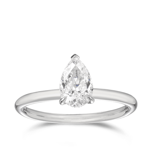 Raffiné 1.00ct Pear Cut Solitaire Engagement Ring in 18ct White Gold Hardy Brothers 