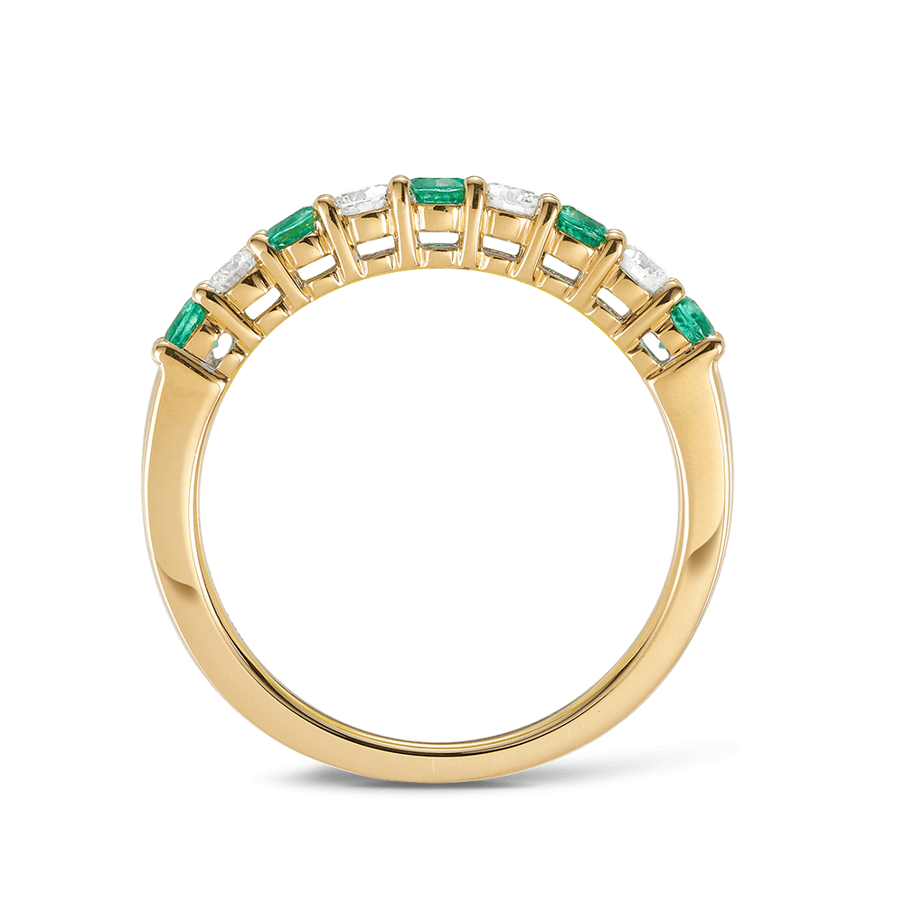 Yellow Gold Diamond and Emerald Dress Ring