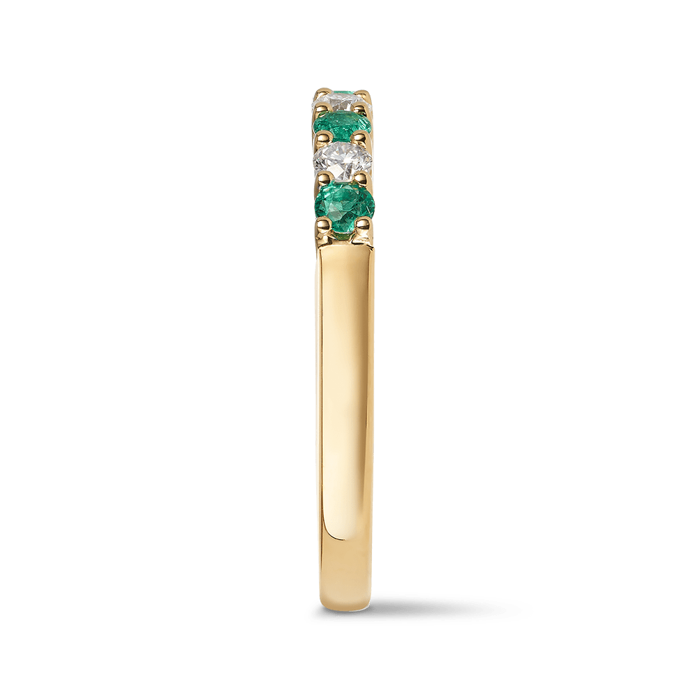 Yellow Gold Diamond and Emerald Dress Ring Hardy Brothers Jewellers