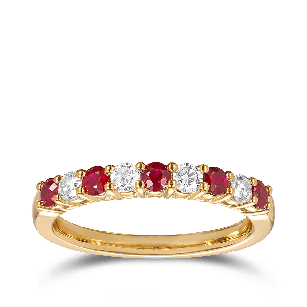 Diamond and Ruby Ring in 18ct Yellow Gold