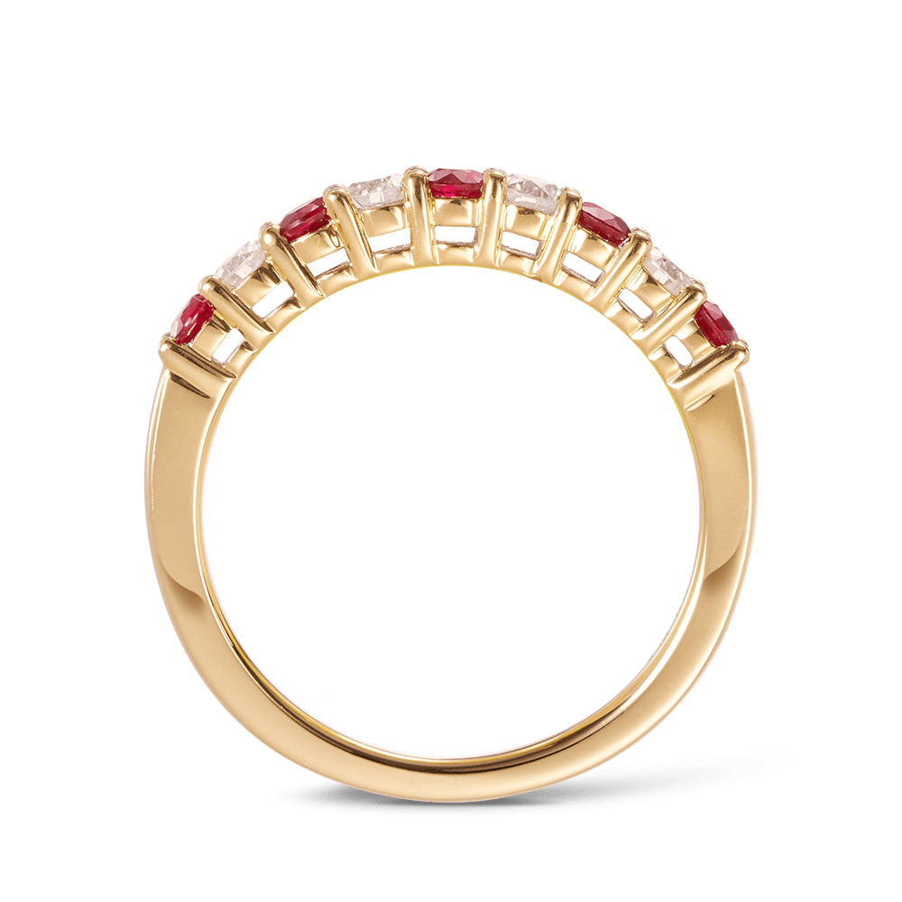 Diamond and Ruby Ring in 18ct Yellow Gold