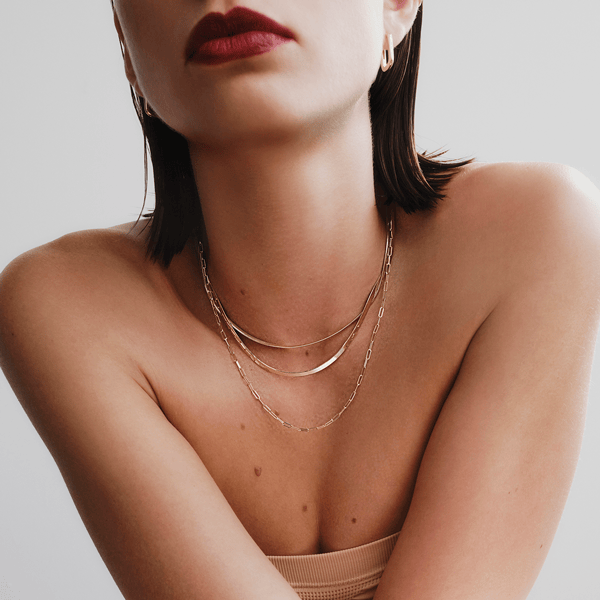 Herringbone Chain Necklace in 18ct Yellow Gold