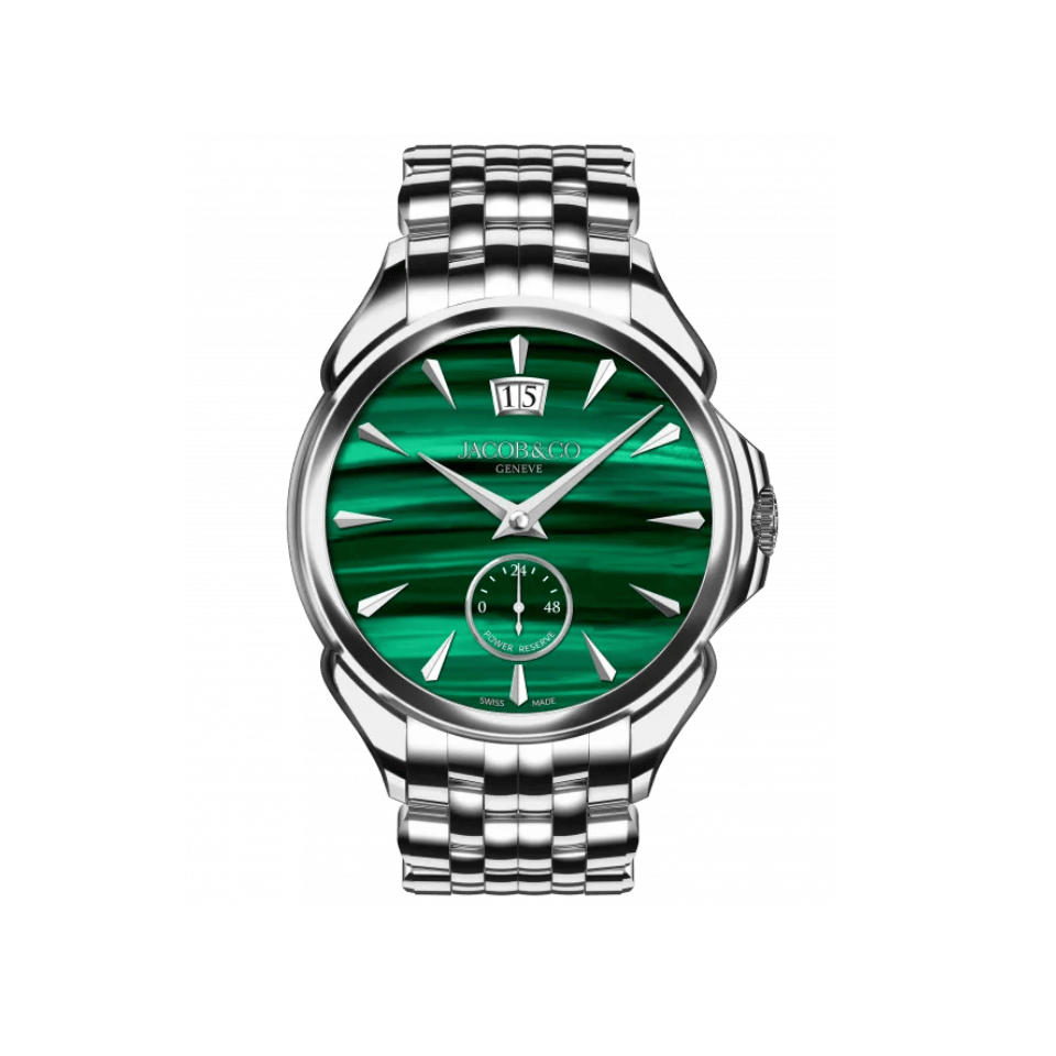 Hardy Brothers Jewellers | Jacob & Co. Palatial Classic Manual Big Date Stainless Steel Malachite 42MM