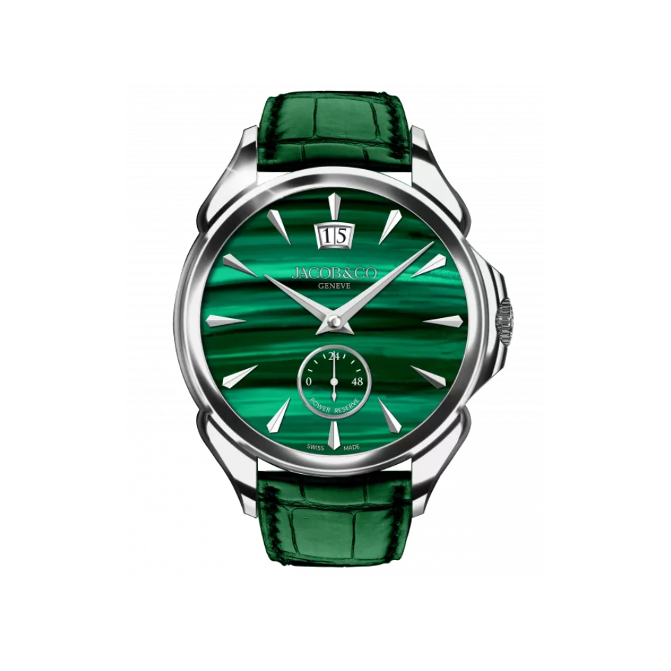 Hardy Brothers Jewellers Jacob & Co. Palatial Classic Manual Big Date Stainless Steel Malachite 42MM PC400.10.AA.AC.ABALA