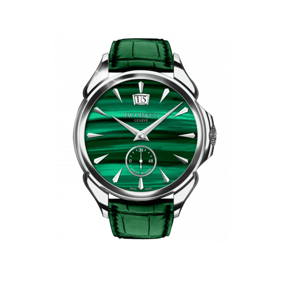 Hardy Brothers Jewellers | Jacob & Co. Palatial Classic Manual Big Date Stainless Steel Malachite 42MM