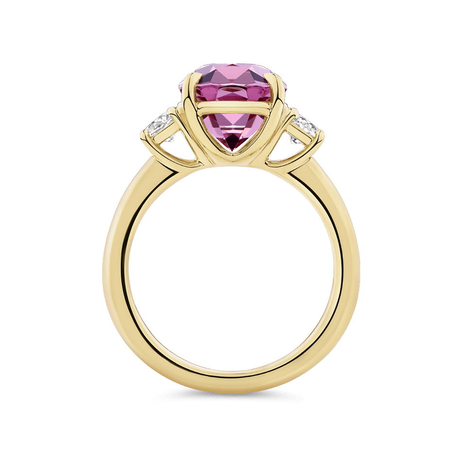 5.64 Carat Pink Tourmaline and 0.41 Carat Diamond Ring in 18ct Yellow Gold