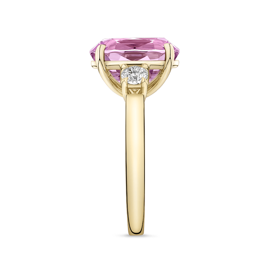 5.64 Carat Pink Tourmaline and 0.41 Carat Diamond Ring in 18ct Yellow Gold
