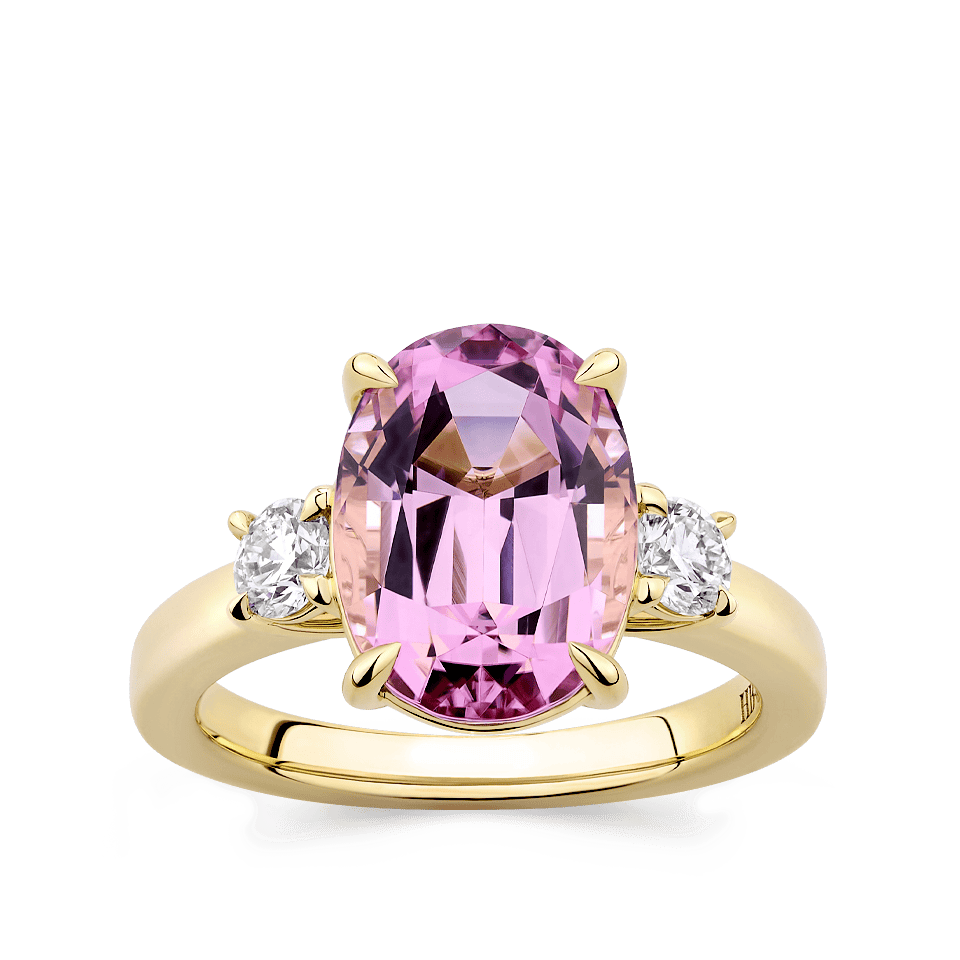 5.64 Carat Pink Tourmaline and 0.41 Carat Diamond Ring in 18ct Yellow Gold