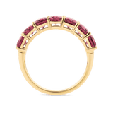Oval Cut Rhodolite Garnet Half Eternity Band in 18ct Yellow Gold