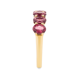 Oval Cut Rhodalite Garnet Half Eternity Band made in 18ct Yellow Gold Hardy Brothers Jewellers