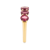 Oval Cut Rhodolite Garnet Half Eternity Band in 18ct Yellow Gold